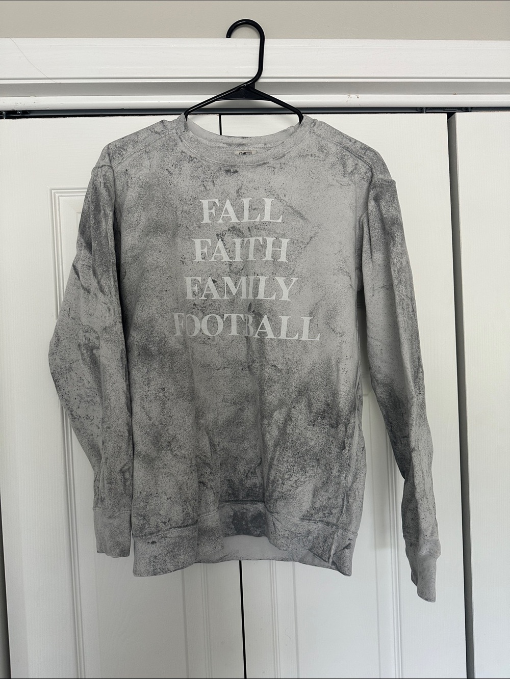 Men's Gray 'Fall Faith Family Football' Crewneck Sweatshirt